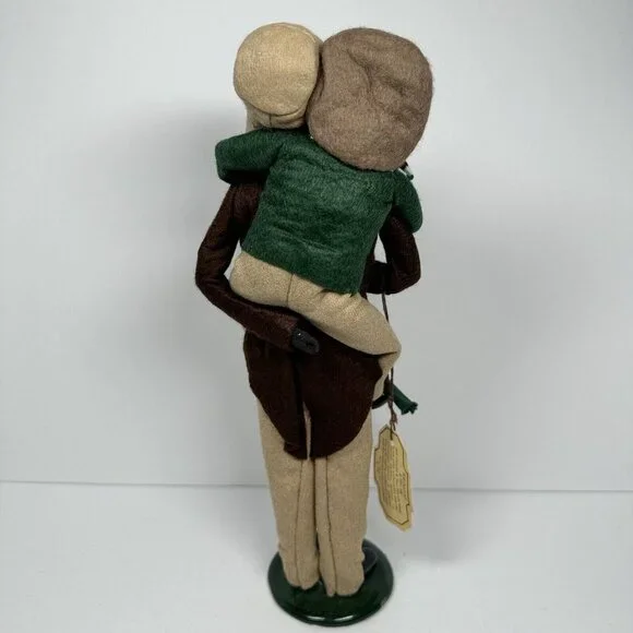 Byers Choice Bob Cratchit & Tiny Tim First Edition 1990 Green Brown Coats Beige - Picture 7 of 13